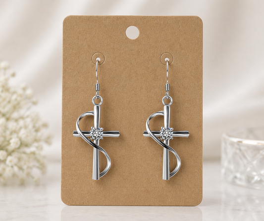 Silver plated cross earrings